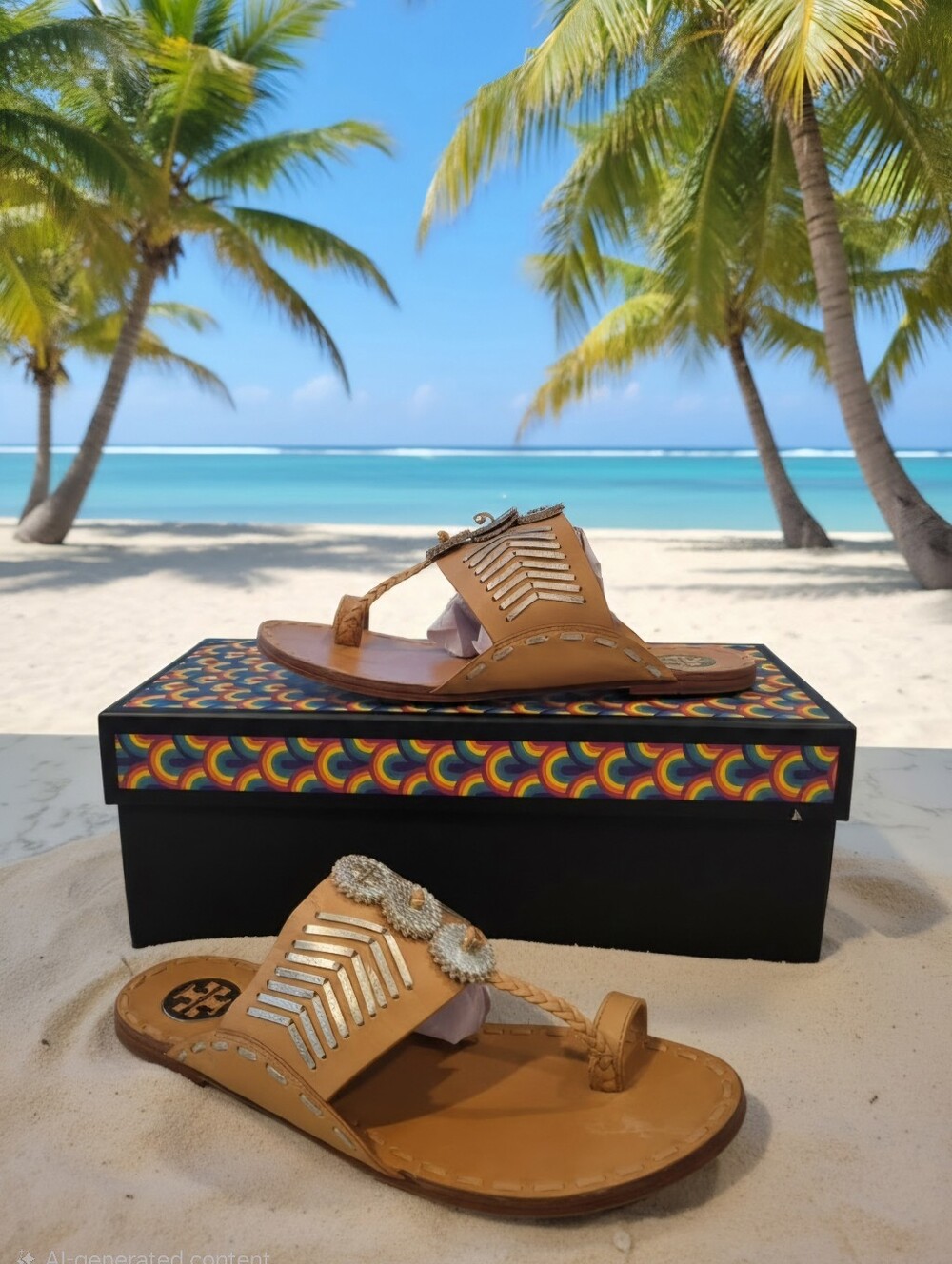 TORY BURCH CAYLAN TOE RING LEATHER SANDALS WOMEN'S SZ 7